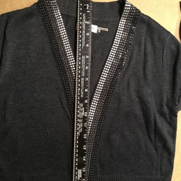 CALVIN KLEIN Rhinestone CROPPED Shrug, Dark Gray, NWT, Women’s Size M - Picture 7 of 9